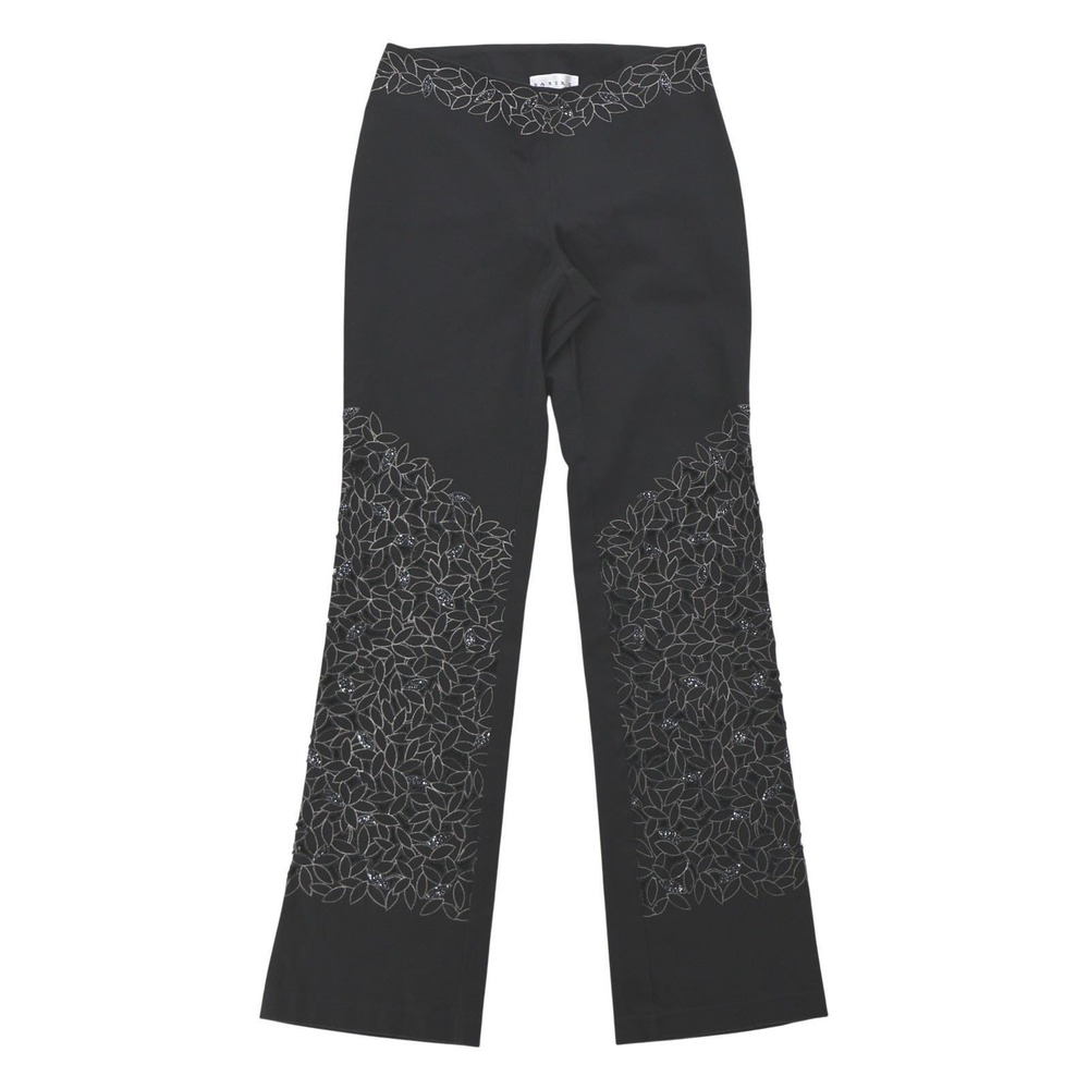 Basix II Embroidered Beaded Pants Womens Size 6 Formal Evening Y2K Gothic Flare